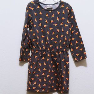 Hanna Andersson Girls Dress Sz 110 (Sz 5 US) Gray w/Birds